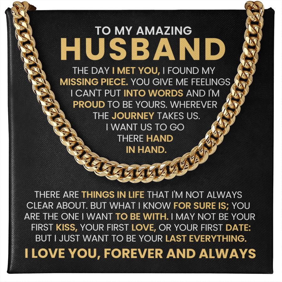 To My Husband Cuban Chain Link Birthday Gifts, the Day I Met You I Found My Missing Piece