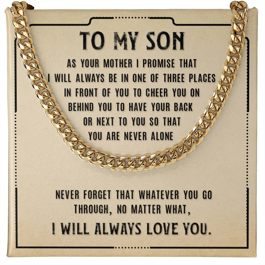 To My Son Cuban Link Chain Silver, Birthday Christian Gift for Son from Mom