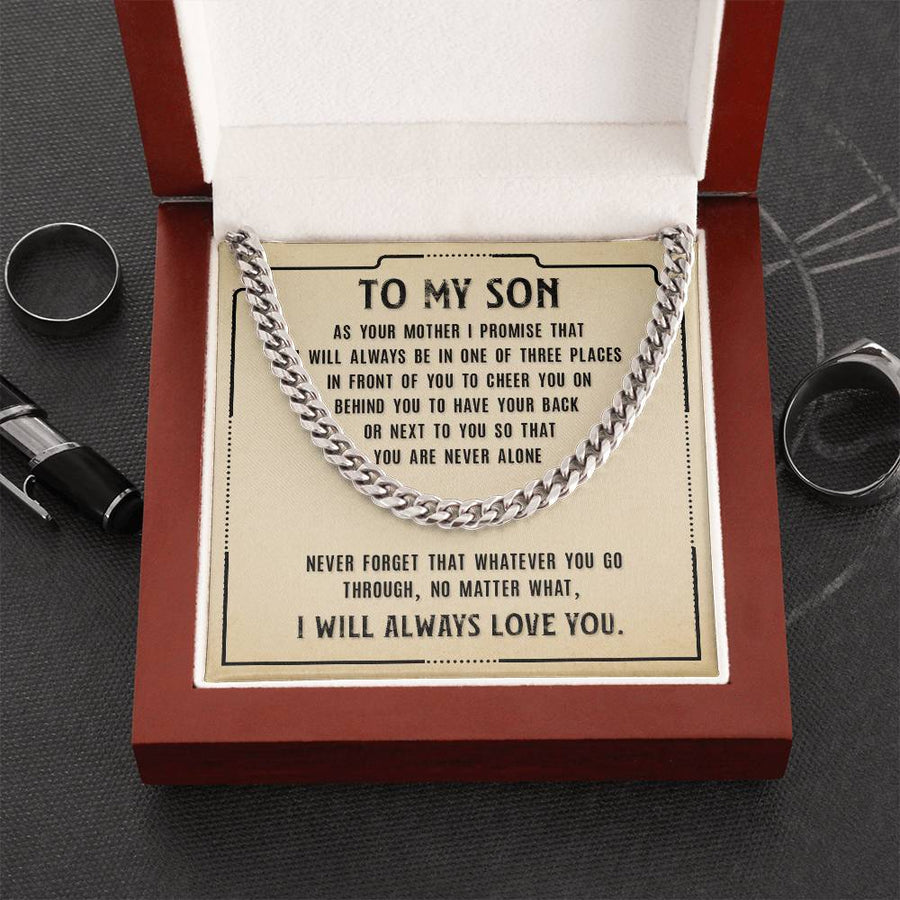To My Son Cuban Link Chain Silver, Birthday Christian Gift for Son from Mom