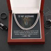 Load image into Gallery viewer, To My Husband Necklace from Wife, God Doesn&#39;t Give the Hardest Battles to His Toughest Warrior
