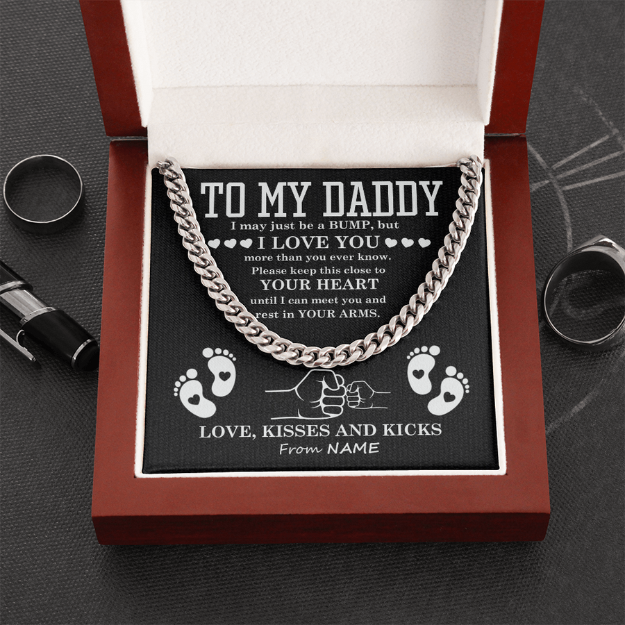 To My Dad Cuban Chain Necklace for Brave Dad, Birthday Gift, Father's Day Gift from Son Daughter