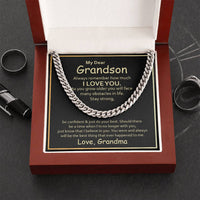 Load image into Gallery viewer, To My Grandson Cuban Link Chain from Grandma, Grandson Birthday Necklace from Grandma
