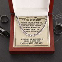 Load image into Gallery viewer, To My Grandson Necklace from Grandparents, Never Feel That You Are Alone
