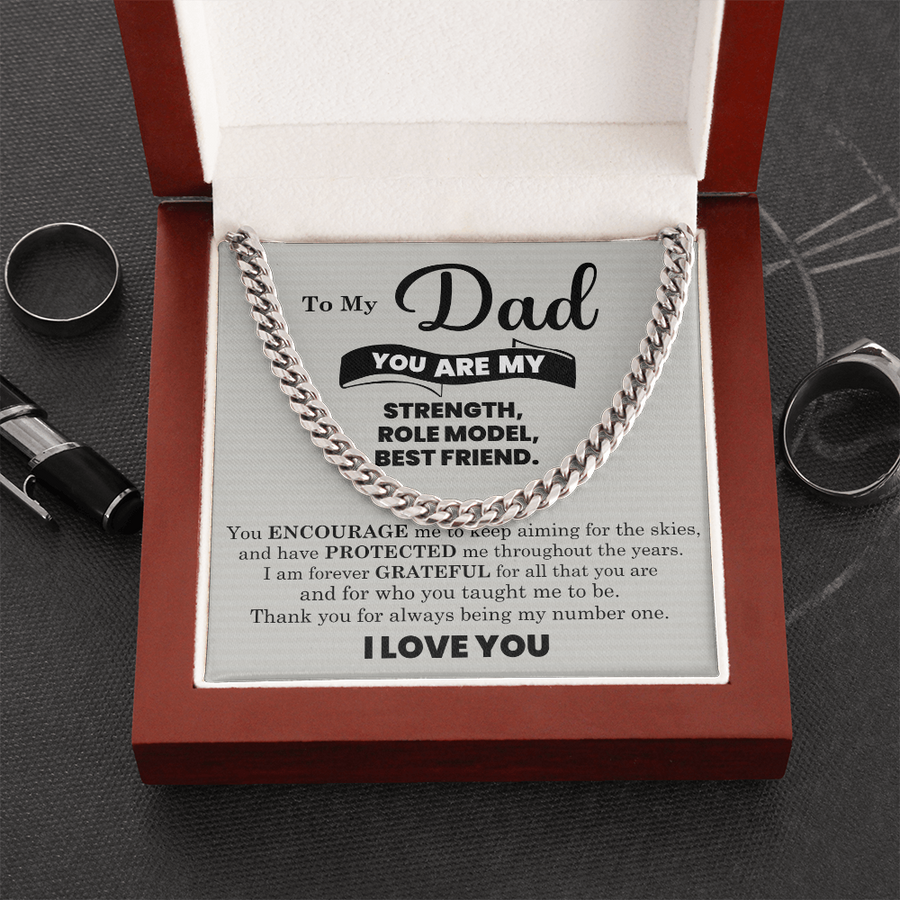To My Dad Cuban Link Chain Necklace – Father’s Day, Birthday & Stepdad Gift from Son or Daughter