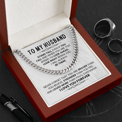 Load image into Gallery viewer, To My Husband Cuban Chain, Stand Tall, Even If You Fall and When You Are Too Afraid to Look Ahead

