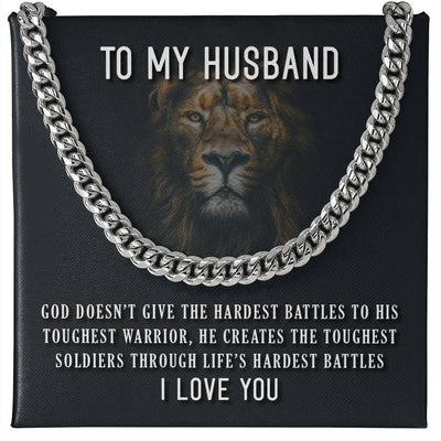 Load image into Gallery viewer, To My Husband Necklace from Wife, God Doesn&amp;#39;t Give the Hardest Battles to His Toughest Warrior
