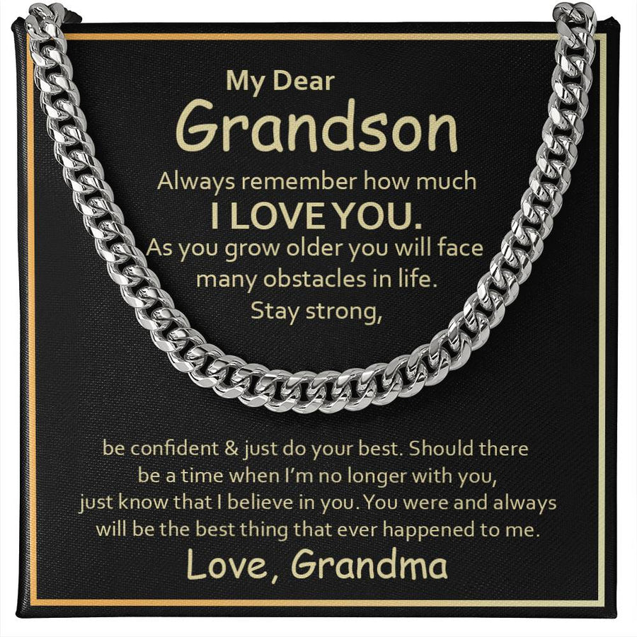 To My Grandson Cuban Link Chain from Grandma, Grandson Birthday Necklace from Grandma