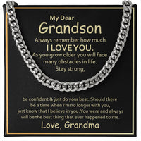 Load image into Gallery viewer, To My Grandson Cuban Link Chain from Grandma, Grandson Birthday Necklace from Grandma
