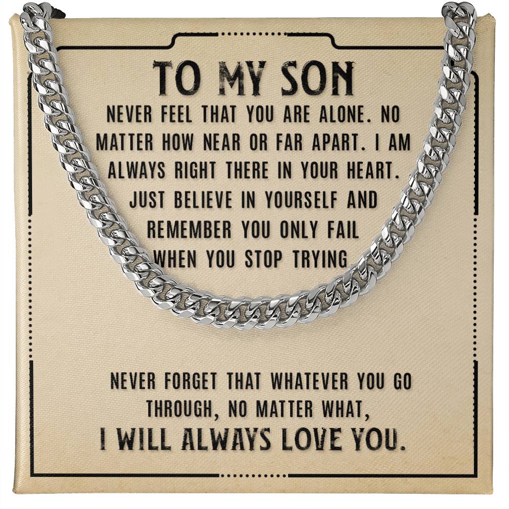 To My Son Necklace from Mom, Never Feel That You Are Alone