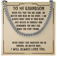 Load image into Gallery viewer, To My Grandson Necklace from Grandparents, Never Feel That You Are Alone
