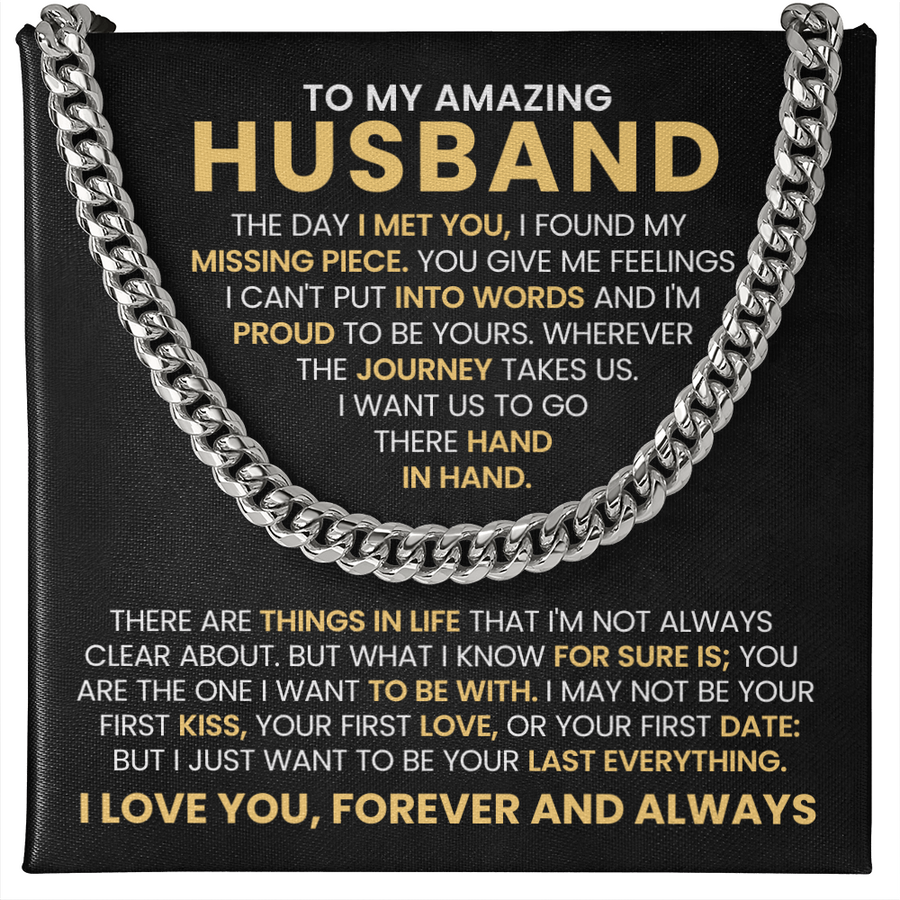 To My Husband Cuban Chain Link Birthday Gifts, the Day I Met You I Found My Missing Piece