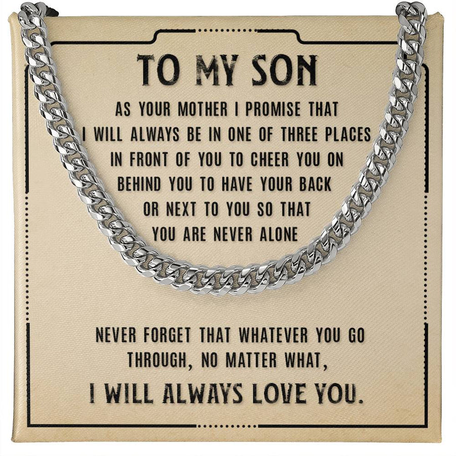 To My Son Cuban Link Chain Silver, Birthday Christian Gift for Son from Mom