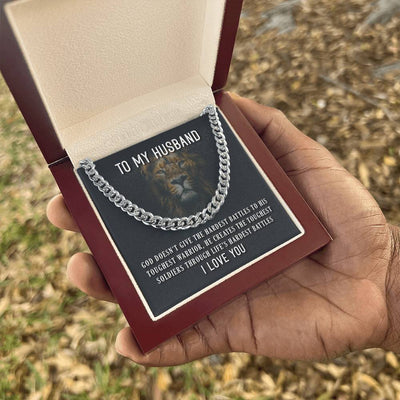 Load image into Gallery viewer, To My Husband Necklace from Wife, God Doesn&amp;#39;t Give the Hardest Battles to His Toughest Warrior
