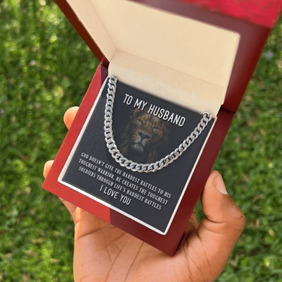 Load image into Gallery viewer, To My Husband Necklace from Wife, God Doesn&amp;#39;t Give the Hardest Battles to His Toughest Warrior
