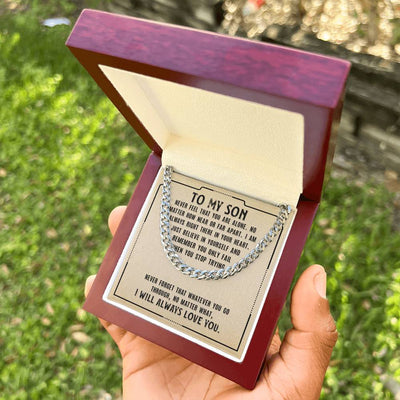 Load image into Gallery viewer, To My Son Necklace from Mom, Never Feel That You Are Alone
