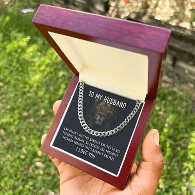 Load image into Gallery viewer, To My Husband Necklace from Wife, God Doesn&amp;#39;t Give the Hardest Battles to His Toughest Warrior
