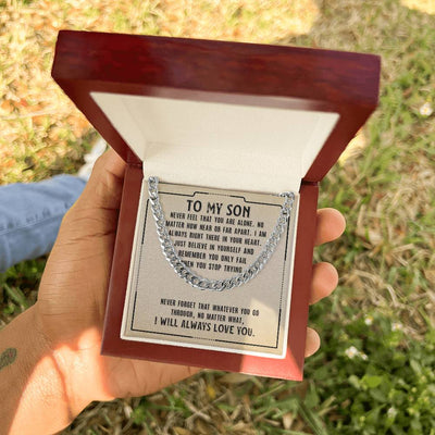 Load image into Gallery viewer, To My Son Necklace from Mom, Never Feel That You Are Alone
