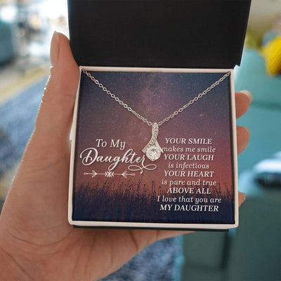 Load image into Gallery viewer, To My Daughter Necklace from Mom/dad, Your Smile Makes Me Smile
