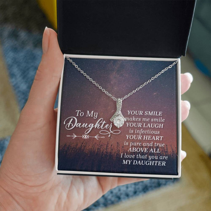To My Daughter Necklace from Mom/dad, Your Smile Makes Me Smile