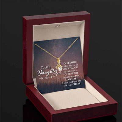 Load image into Gallery viewer, To My Daughter Necklace from Mom/dad, Your Smile Makes Me Smile
