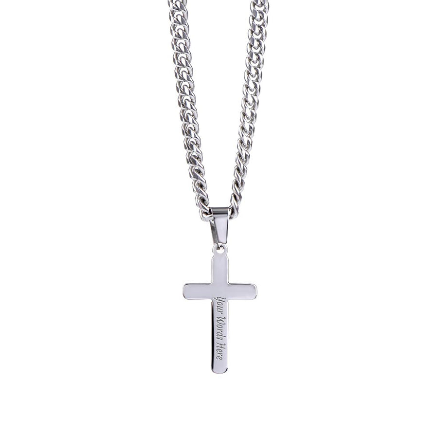 Personalized To My Son Cross Necklace from Mom, Stand Tall, If You Fall, I'll Always be There