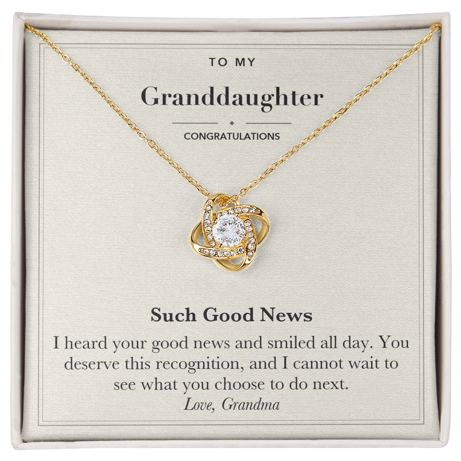 Granddaughter Congratulations Love Knot Necklace – Such Good News