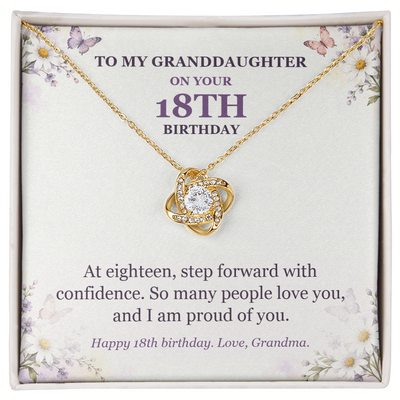 Load image into Gallery viewer, To My Granddaughter 18th Birthday Love Knot Necklace from Grandma
