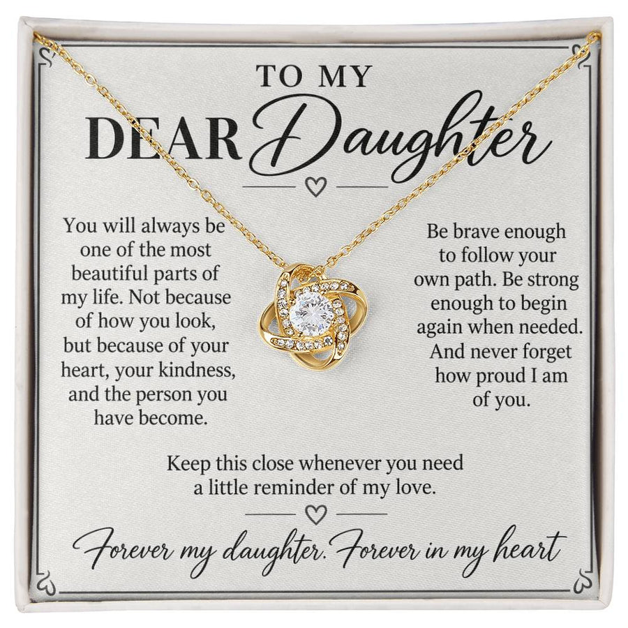 To My Dear Daughter Forever in My Heart Love Knot Necklace Gift