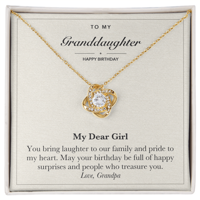 Load image into Gallery viewer, To My Granddaughter Birthday Love Knot Necklace – My Dear Girl
