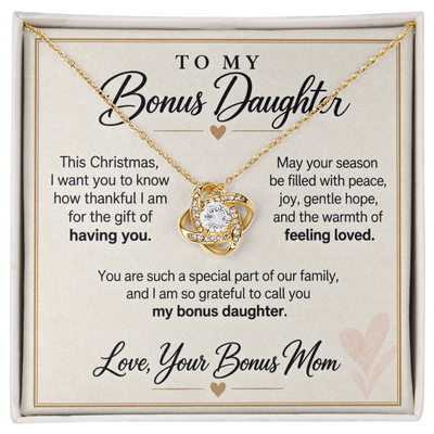 Load image into Gallery viewer, Bonus Daughter Christmas Love Knot Necklace from Bonus Mom - Gift of Having You

