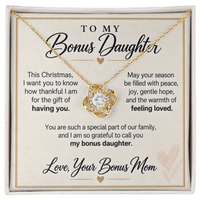 Load image into Gallery viewer, Bonus Daughter Christmas Love Knot Necklace from Bonus Mom - Gift of Having You
