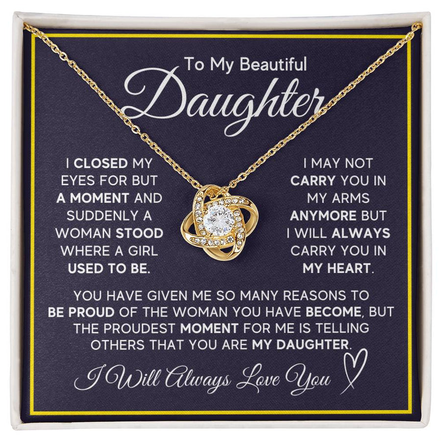 Daughter Gifts from Mom and Dad, Necklace & Message Card & LED Gift Box for Birthday, or Christmas