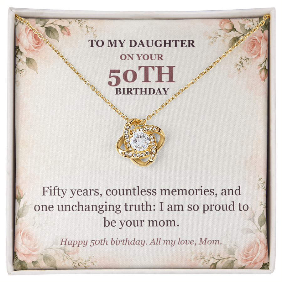 To My Daughter 50th Birthday Love Knot Necklace from Mom