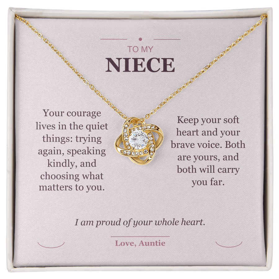 To My Niece, The Brave Little Things - Love Knot Necklace