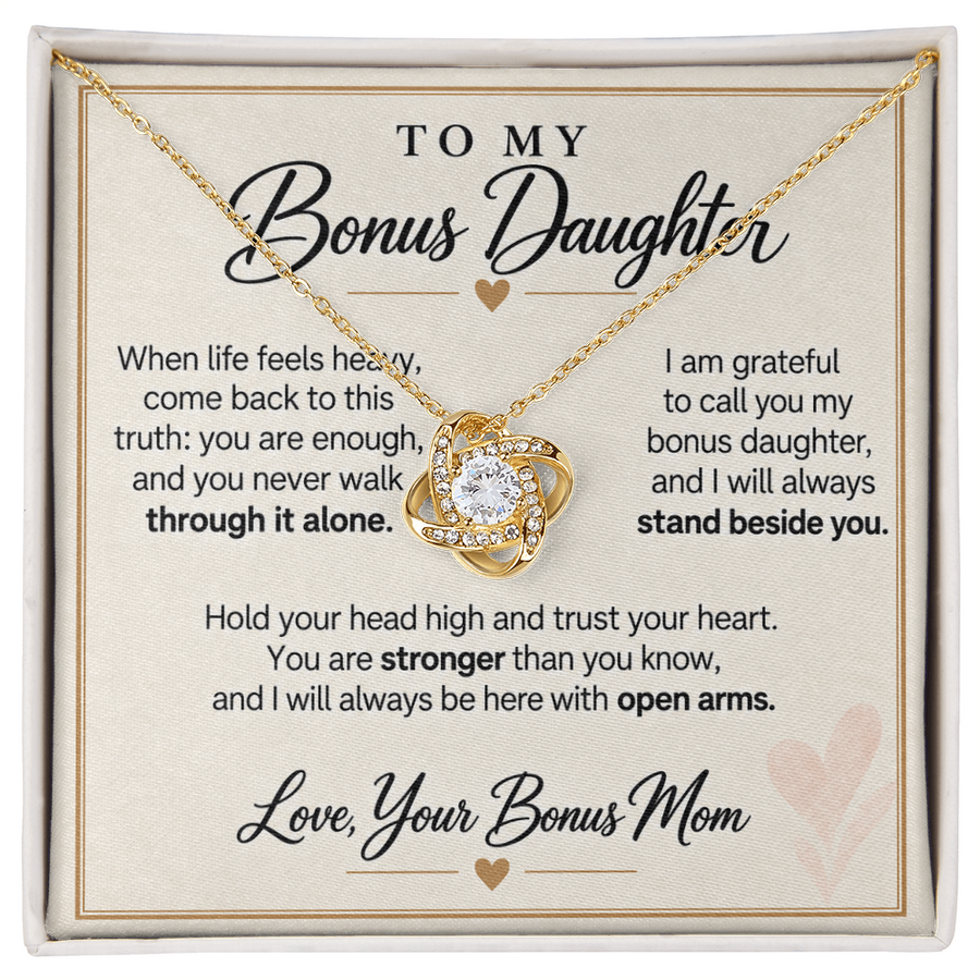 Bonus Daughter Love Knot Necklace from Bonus Mom - Stronger Than You Know