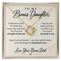 Load image into Gallery viewer, Bonus Daughter Graduation Love Knot Necklace from Bonus Dad - Cheering for You
