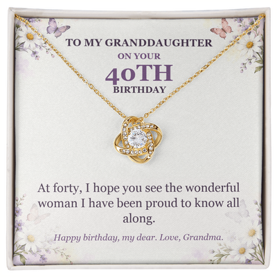 Load image into Gallery viewer, To My Granddaughter 40th Birthday Love Knot Necklace from Grandma
