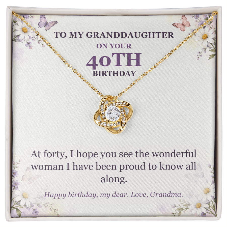 To My Granddaughter 40th Birthday Love Knot Necklace from Grandma