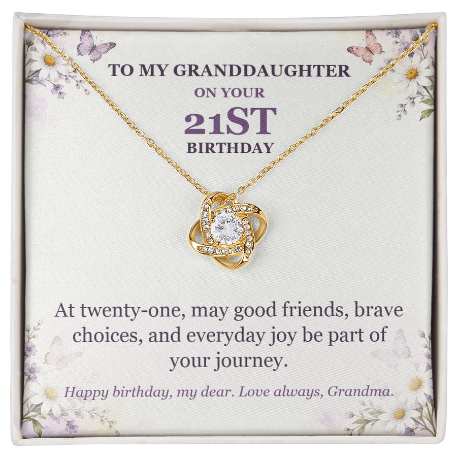 To My Granddaughter 21st Birthday Love Knot Necklace from Grandma