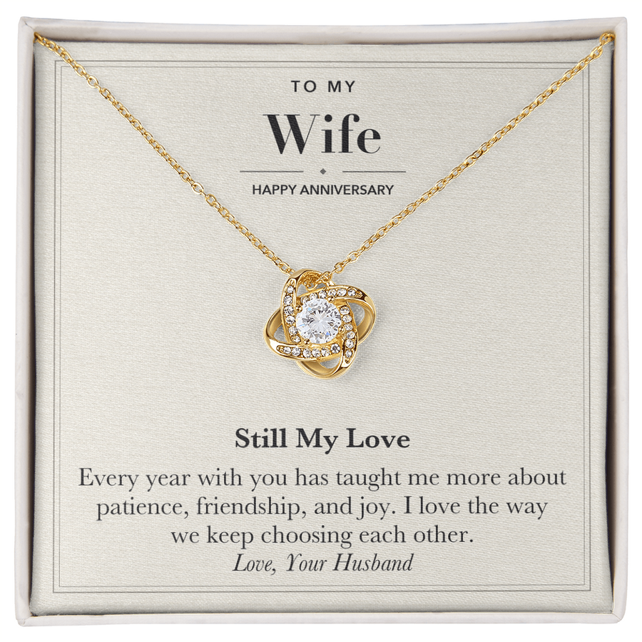 To My Wife Anniversary Love Knot Necklace – Still My Love