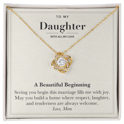 Load image into Gallery viewer, To My Daughter Wedding Love Knot Necklace – A Beautiful Beginning
