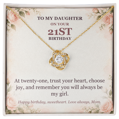Load image into Gallery viewer, To My Daughter 21st Birthday Love Knot Necklace from Mom
