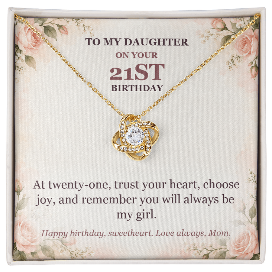 To My Daughter 21st Birthday Love Knot Necklace from Mom