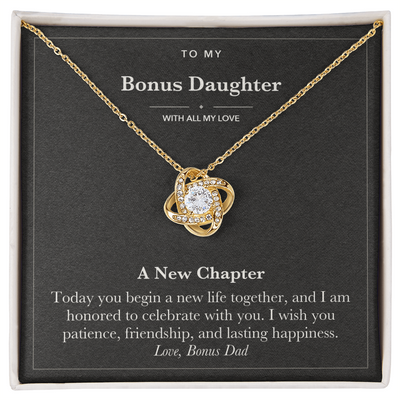 Load image into Gallery viewer, To My Bonus Daughter Wedding Love Knot Necklace – A New Chapter
