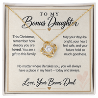 Load image into Gallery viewer, Bonus Daughter Christmas Love Knot Necklace from Bonus Dad - Deeply Loved
