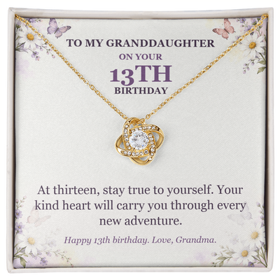 Load image into Gallery viewer, To My Granddaughter 13th Birthday Love Knot Necklace from Grandma
