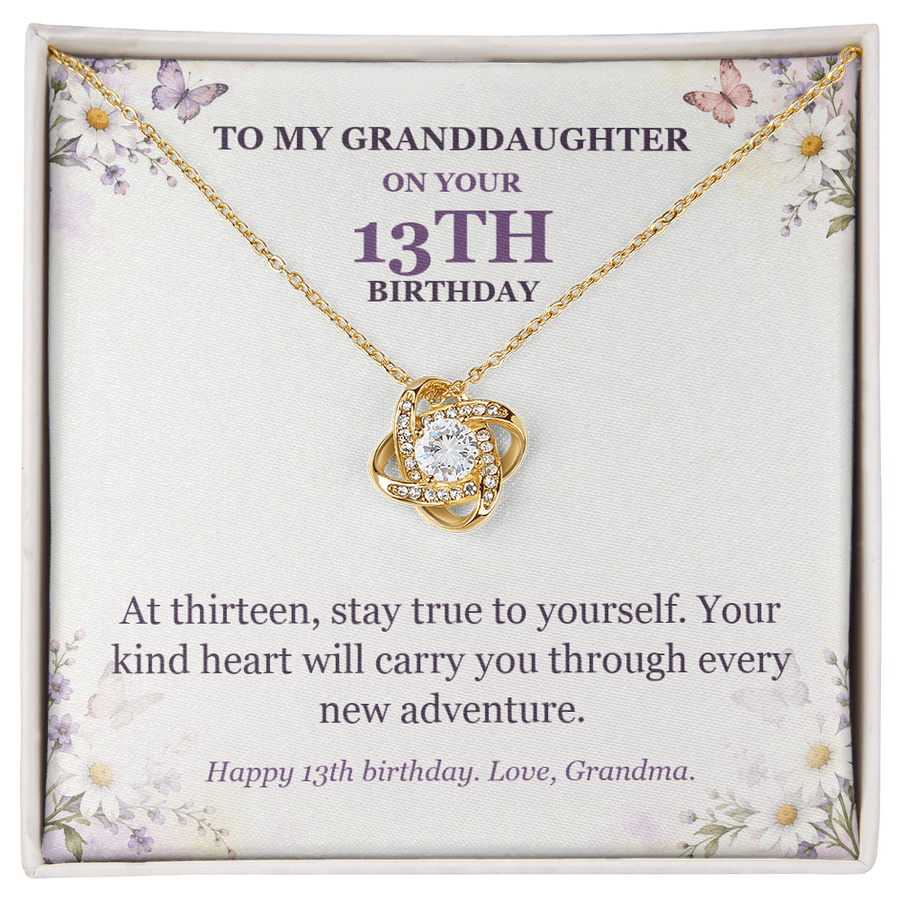 To My Granddaughter 13th Birthday Love Knot Necklace from Grandma