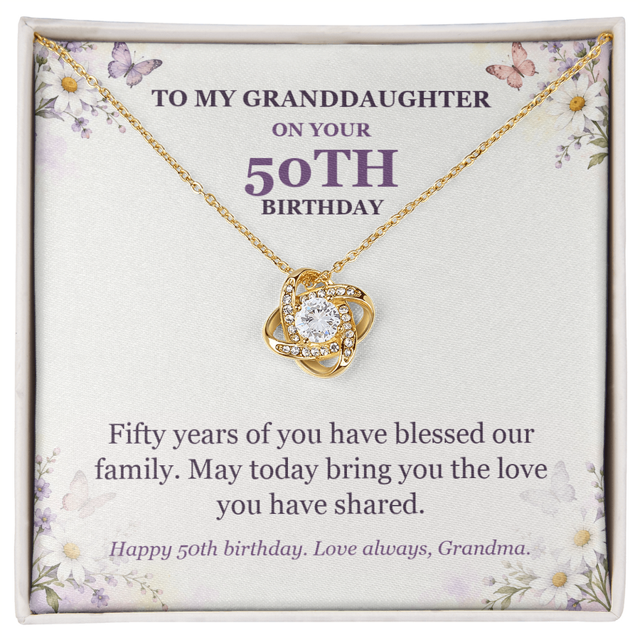 To My Granddaughter 50th Birthday Love Knot Necklace from Grandma