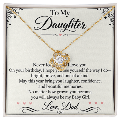 Load image into Gallery viewer, Daughter Birthday Love Knot Necklace from Dad - Bright, Brave &amp;amp; One of a Kind
