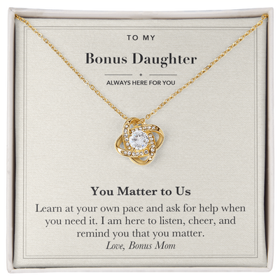Load image into Gallery viewer, Bonus Daughter Encouragement Love Knot Necklace – You Matter to Us
